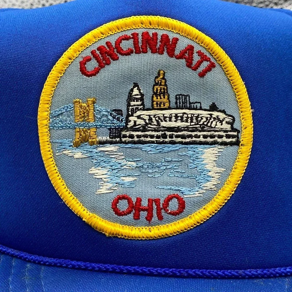 A&M‎ Cincinnati Ohio Trucker Hat Mens OSFA Blue Mesh Snapback Vintage Souvenir